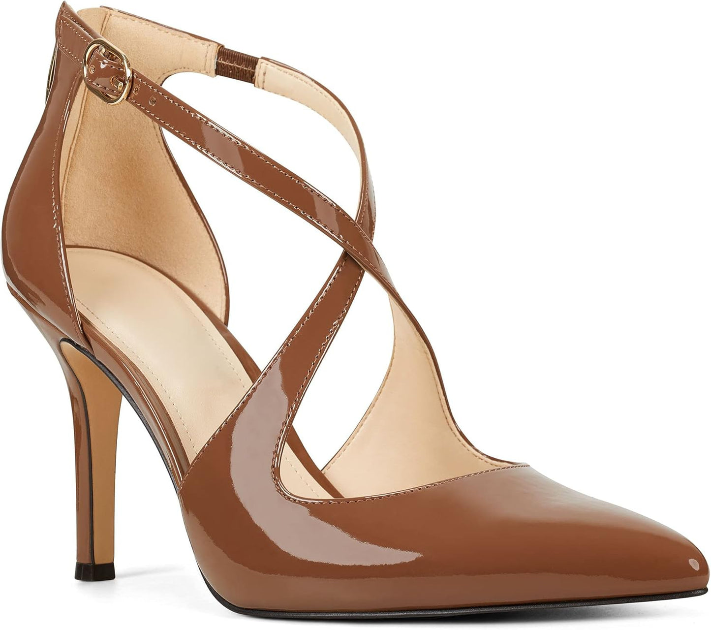 Minshluu Womens Pumps High Heels with Crossed Strap Design