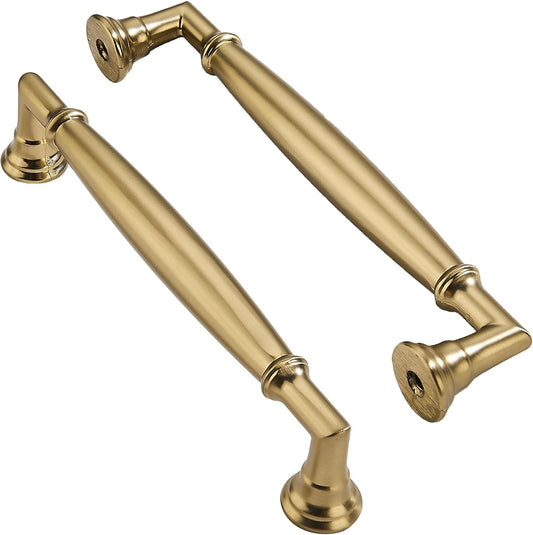 10 Pack 5 Inch Hole Center Brushed Brass Cabinet Pulls
