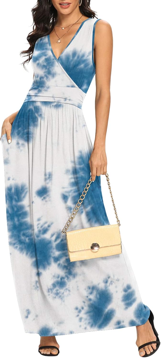 LILBETTER Women Sleeveless Deep V Neck Maxi Casual Dress Review