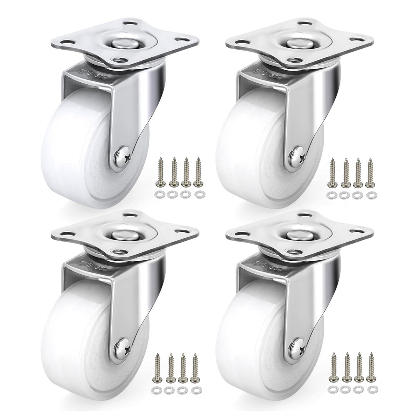 2 Inch Stainless Steel Caster Wheels Set of 4 for Versatile Use
