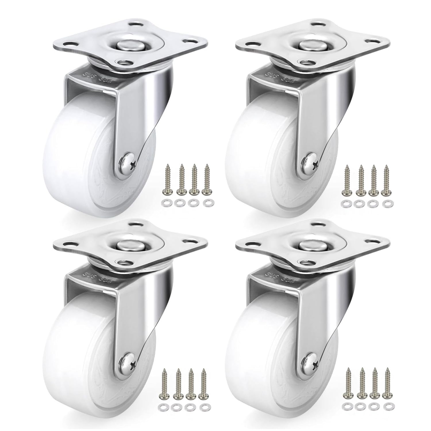 2 Inch Stainless Steel Caster Wheels Set of 4 for Versatile Use