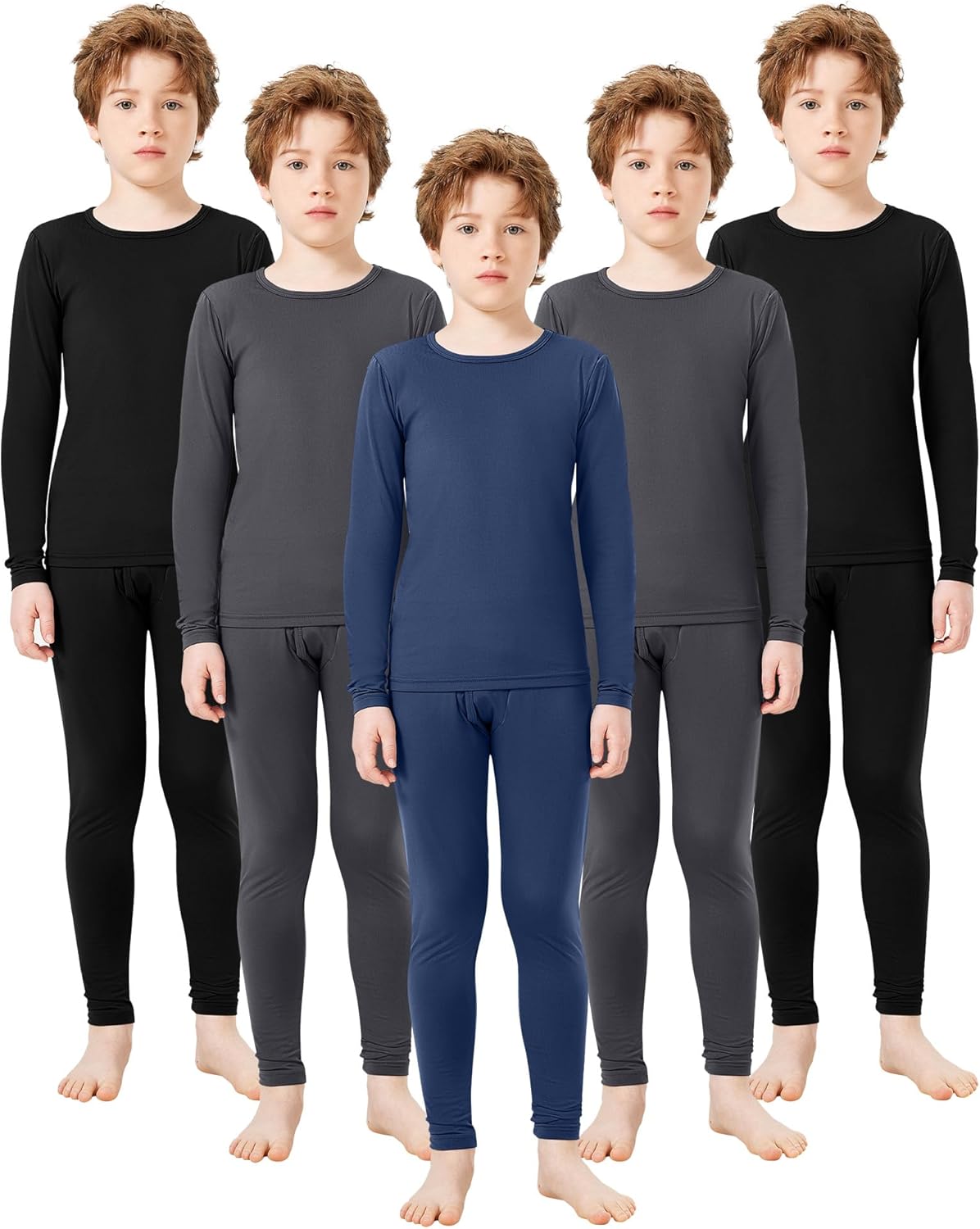 Silkfly 5 Set Thermal Underwear for Boys - Fleece Lined Comfort