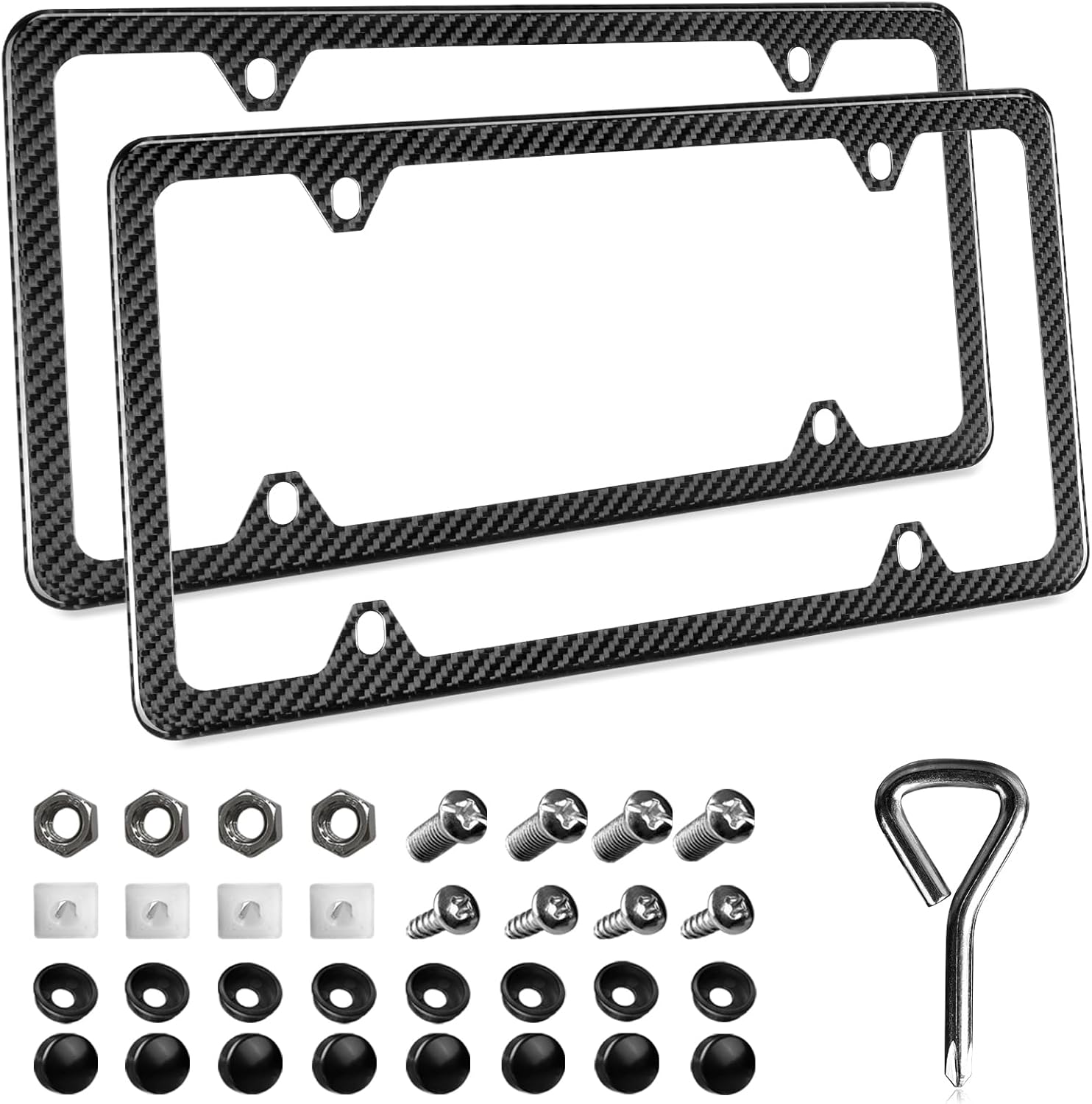 Real Carbon Fiber License Plate Frame Set for US and CAN Vehicles