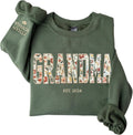 Custom Embroidered Grandma Sweatshirt for Women - Personalized Floral