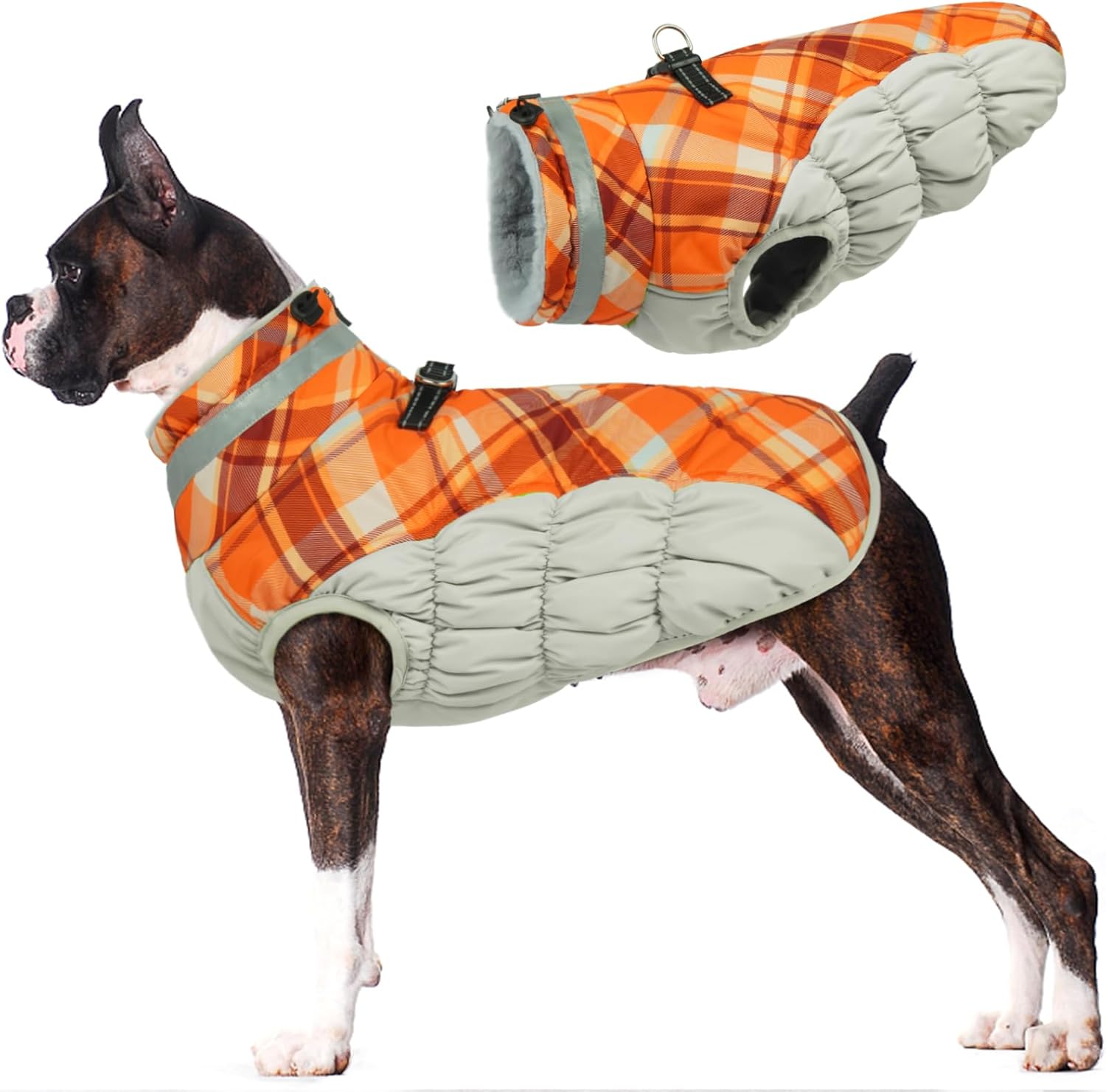 Lelepet Warm Dog Winter Coat for Large Dogs with Harness