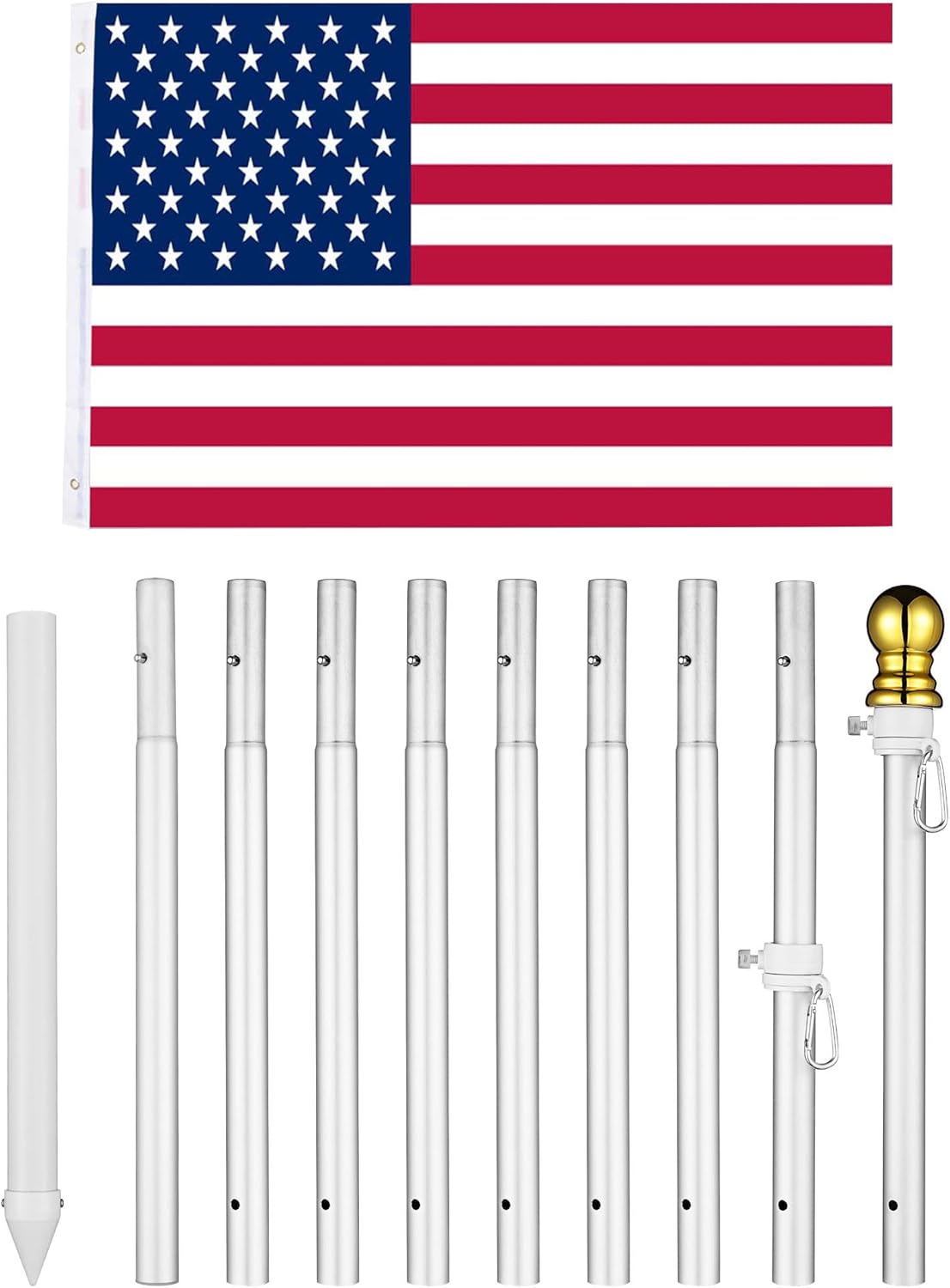 10 Ft Aluminum Outdoor Flag Pole Kit for American Pride Display