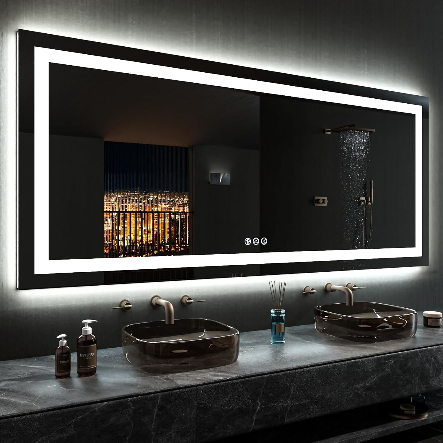 LOAAO 84X40 LED Bathroom Mirror with Lights and Anti-Fog Feature