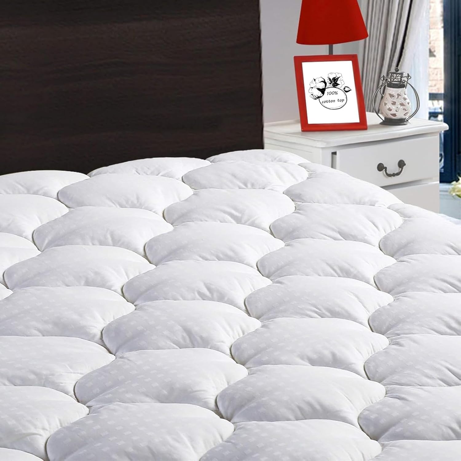 LEISURE TOWN King Mattress Pad Quilted Cotton Cooling Topper