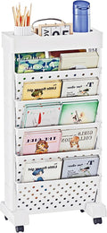 BYFU 6-Tier Movable Bookshelf Cart - Compact Rolling File Organizer