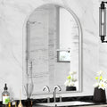 22 in x 30 in Silver Arched Mirror for Bathroom Vanity - Modern