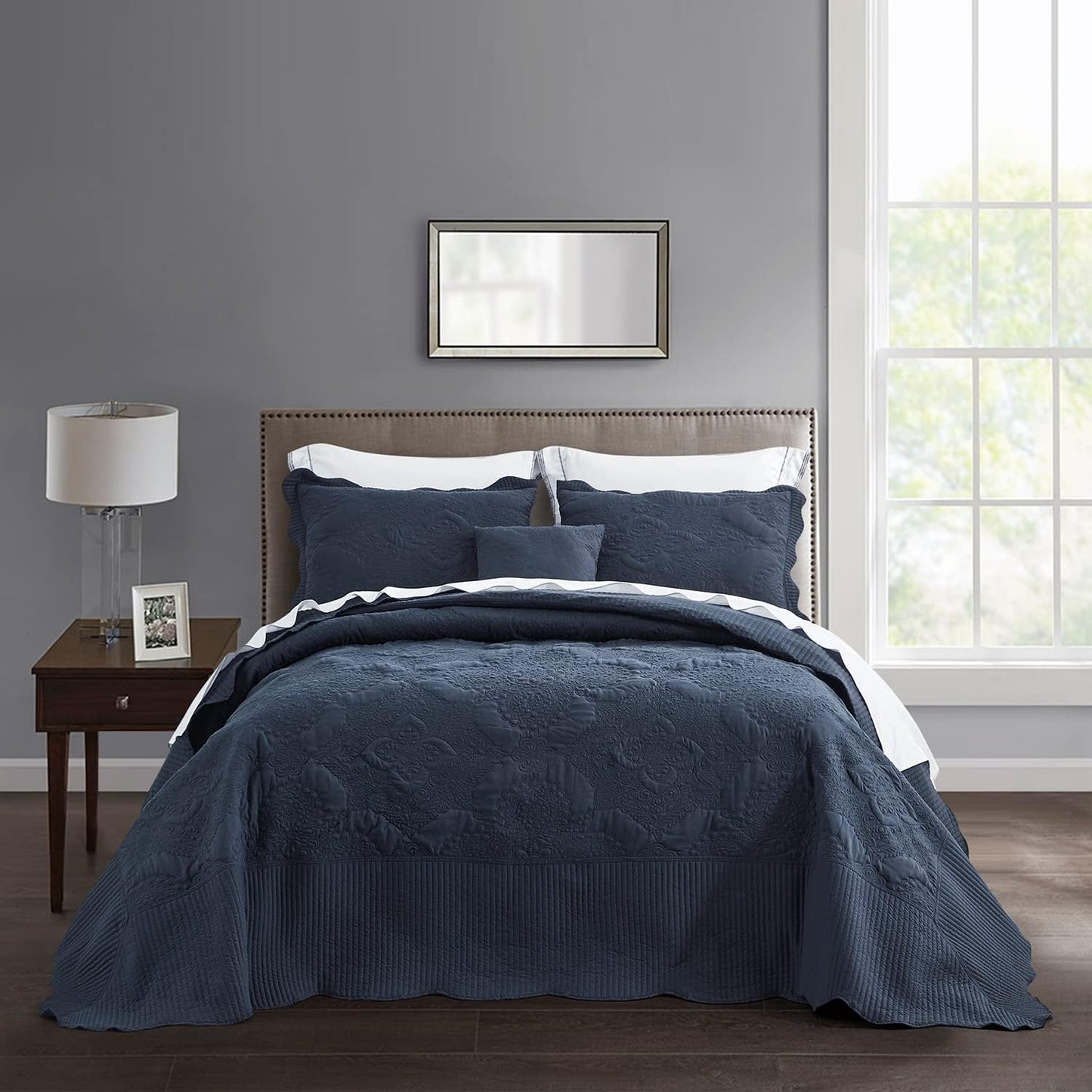Oversized King Bedspread 138x122 Extra Wide Quilted Coverlet