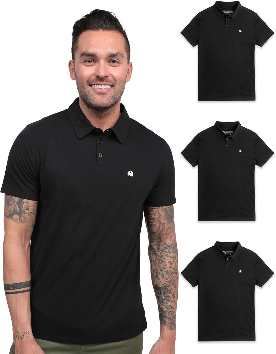 INTO THE AM Polo Shirts for Men - Slim Fit Short Sleeve Collared