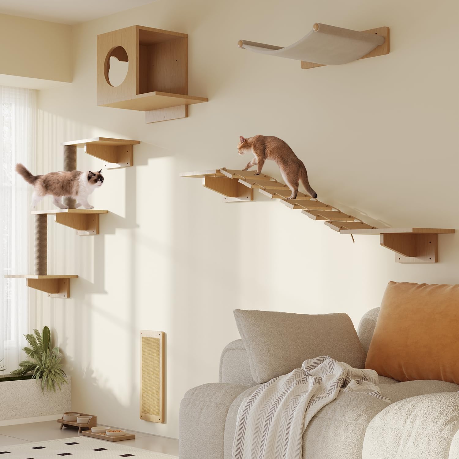 MeowHomm Cat Wall Shelves Set of 5 for Climbing and Relaxing
