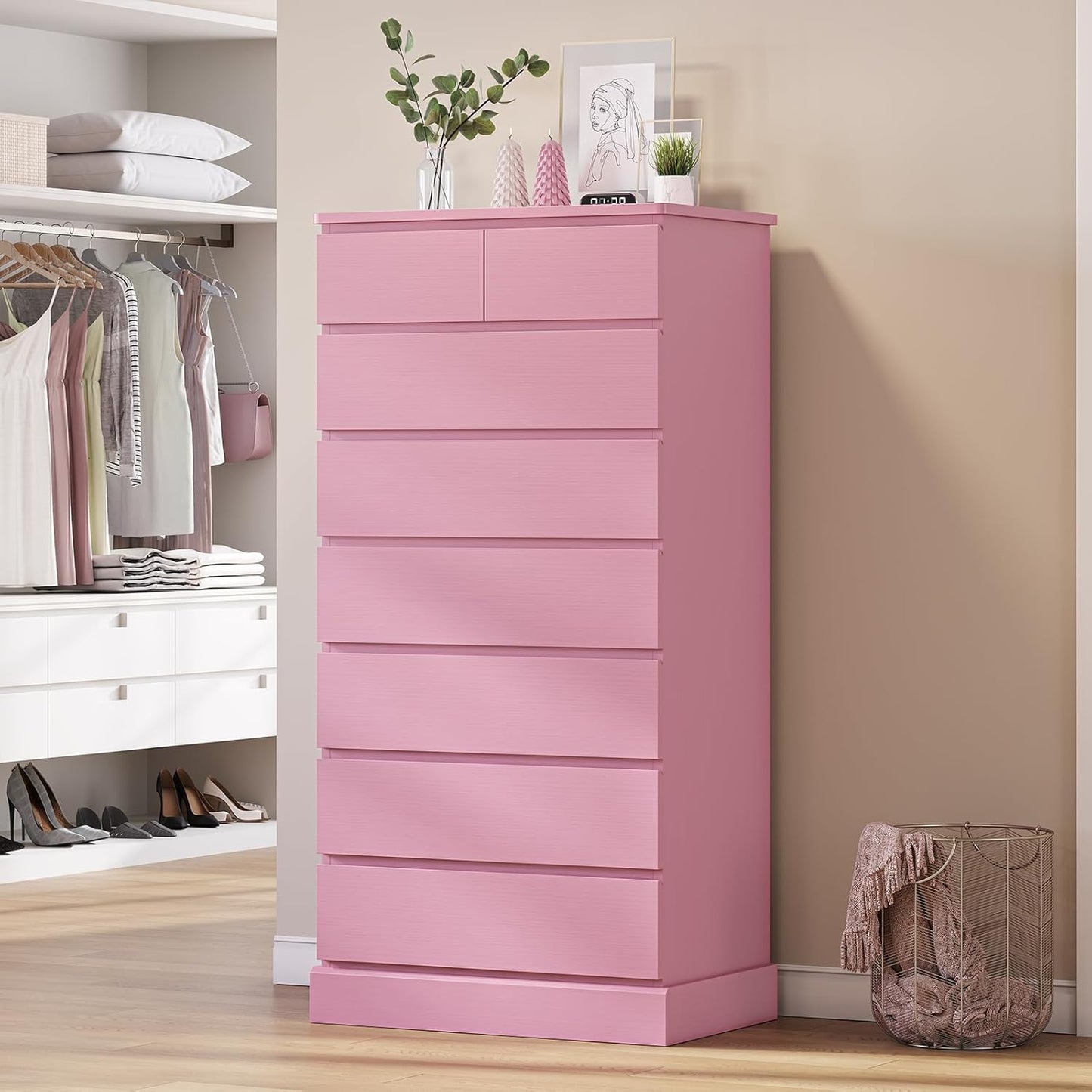 DICTAC Tall Dresser with 8 Drawers for Modern Bedroom Storage