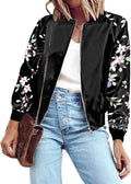 Bomber Jacket Lightweight Zip Up Jacket for Women - Casual Striped out