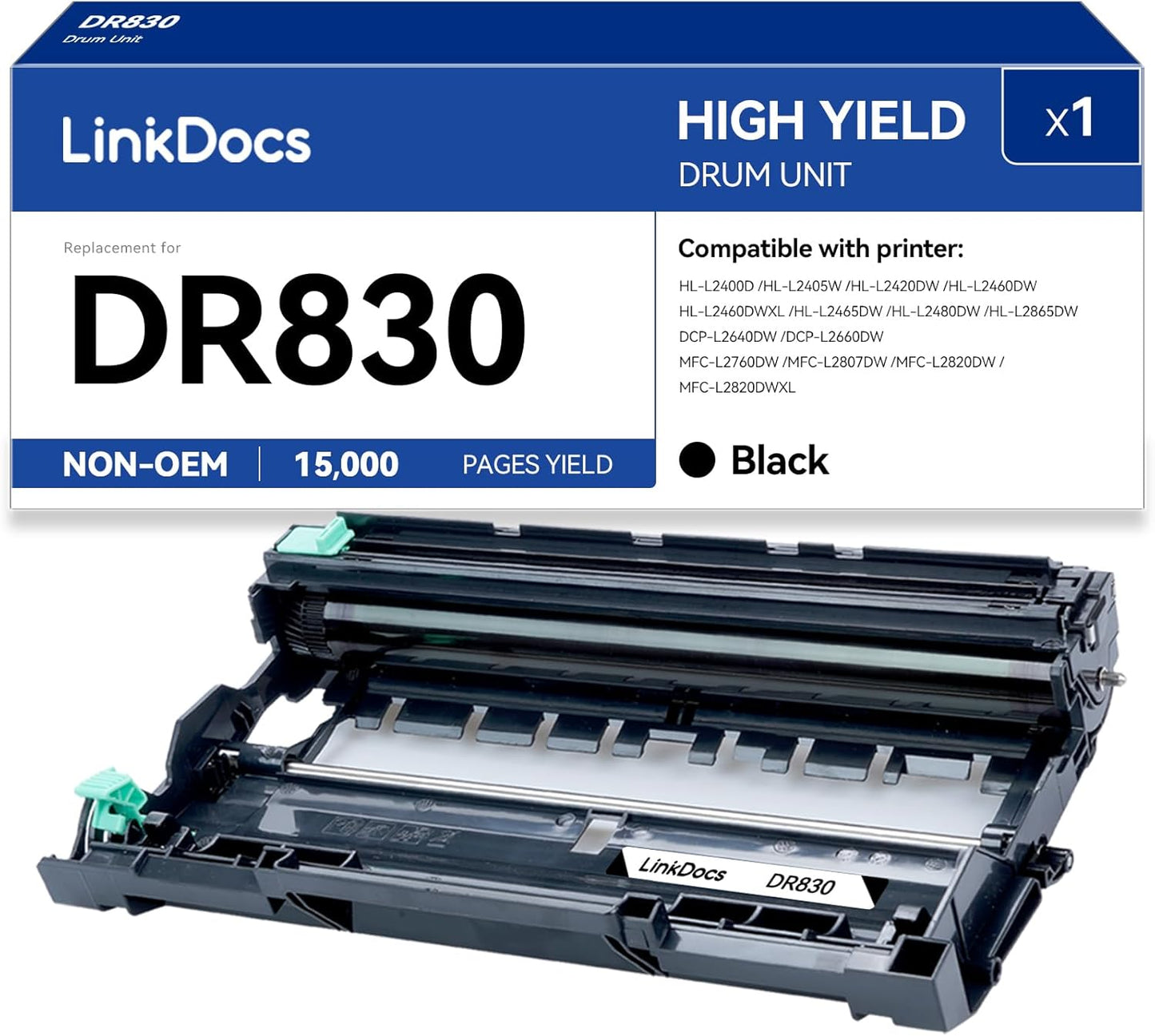 LinkDocs DR830 Drum Replacement for Brother Printers HL-L2400D