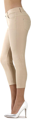 Women's Jean Look Jeggings - Slimming Stretch Leggings Capri