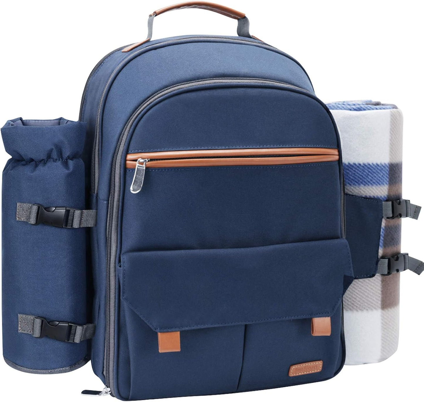 Sunflora Picnic Backpack for 4 with Insulated Pouch for Outdoors