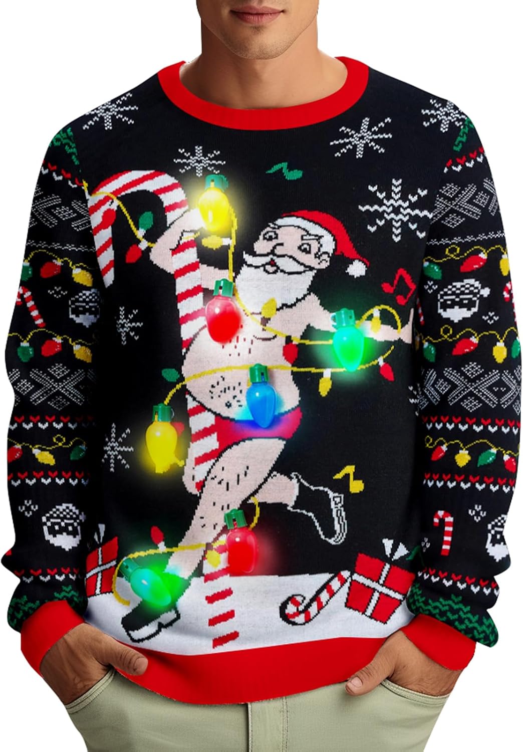 Light Up Ugly Christmas Sweater for Men Women with LED Lights