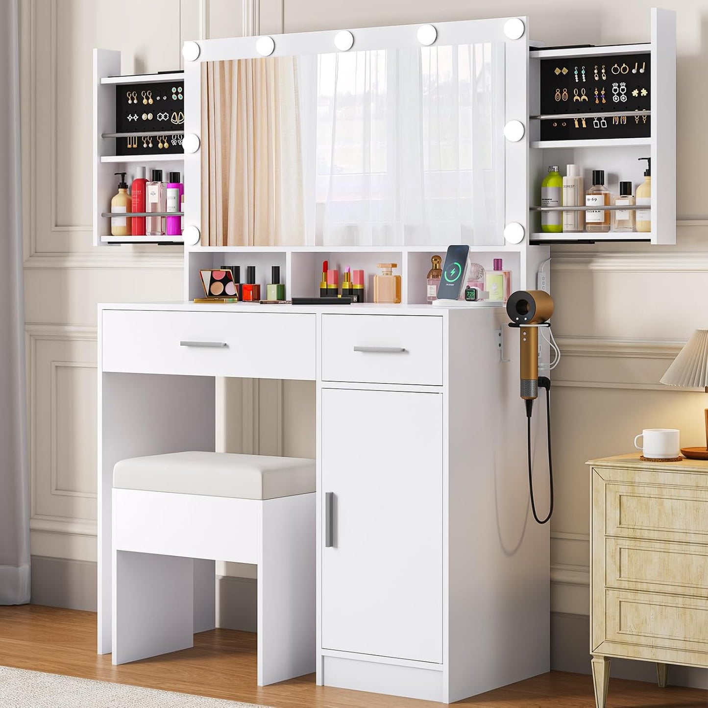 OtterOasis: All-in-One White Vanity Desk