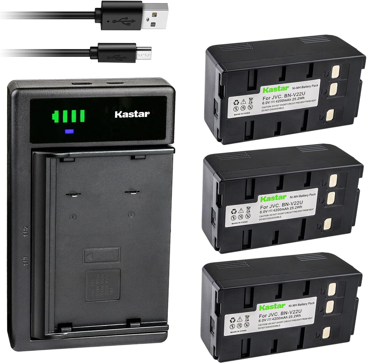 Kastar 3-Pack Battery and Smart USB Charger for Panasonic Devices