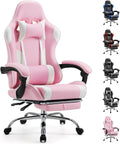 Pink Gaming Desk Chair - Sweetcrispy Ergonomic Recliner with Footrest