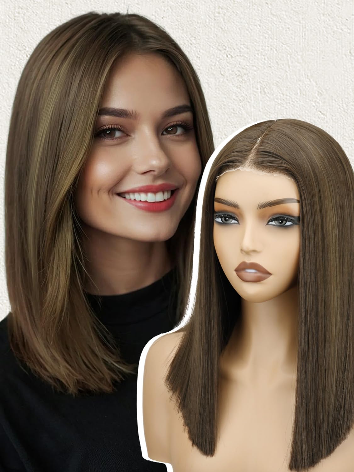 NOSTLAGIA Brown Highlight Bob Wigs for Daily Use and Style
