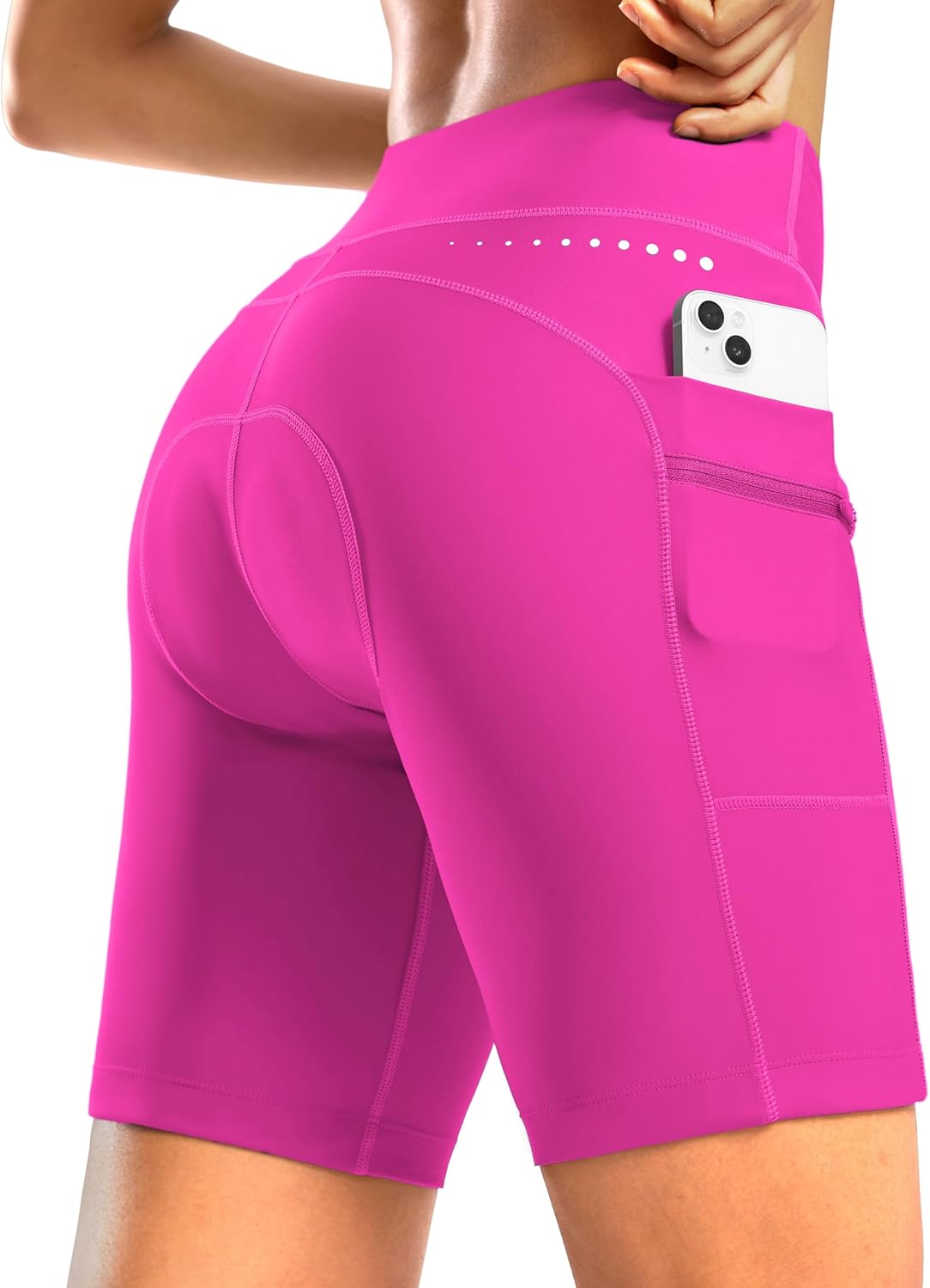 Women's 4D Padded Bike Shorts with Zipper Pockets for Comfort