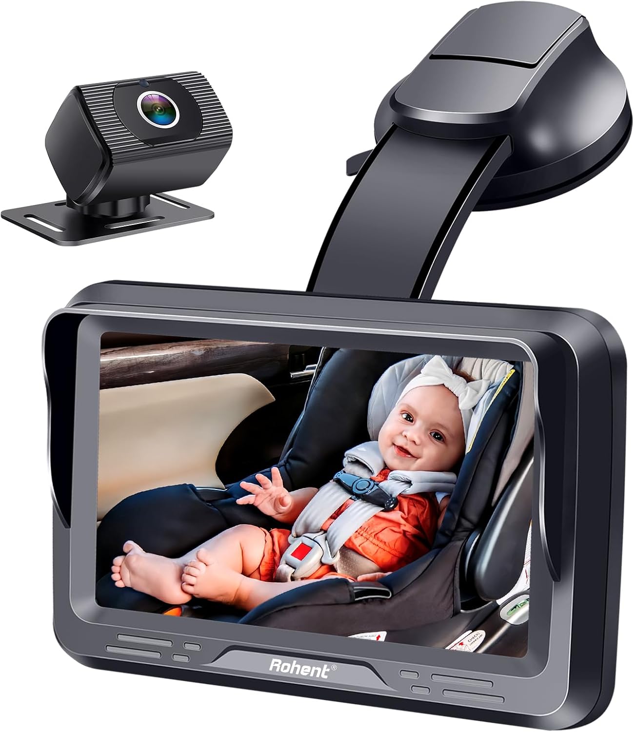 Rohent HD 1080P Baby Car Camera - Night Vision, 4.3'' Display, Easy Install