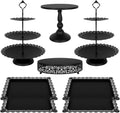8 Pcs Cake Stand Black Metal Dessert Table Display Set - Elegant