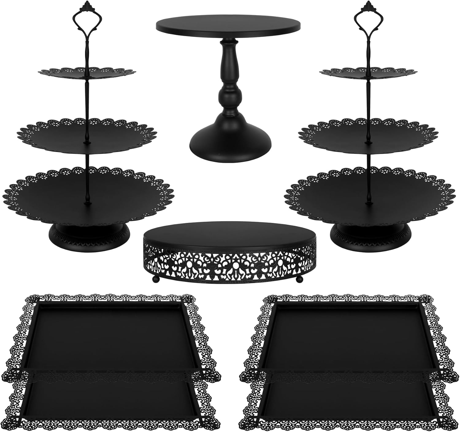Elegant Black Metal Dessert Table Display Set for Any Occasion