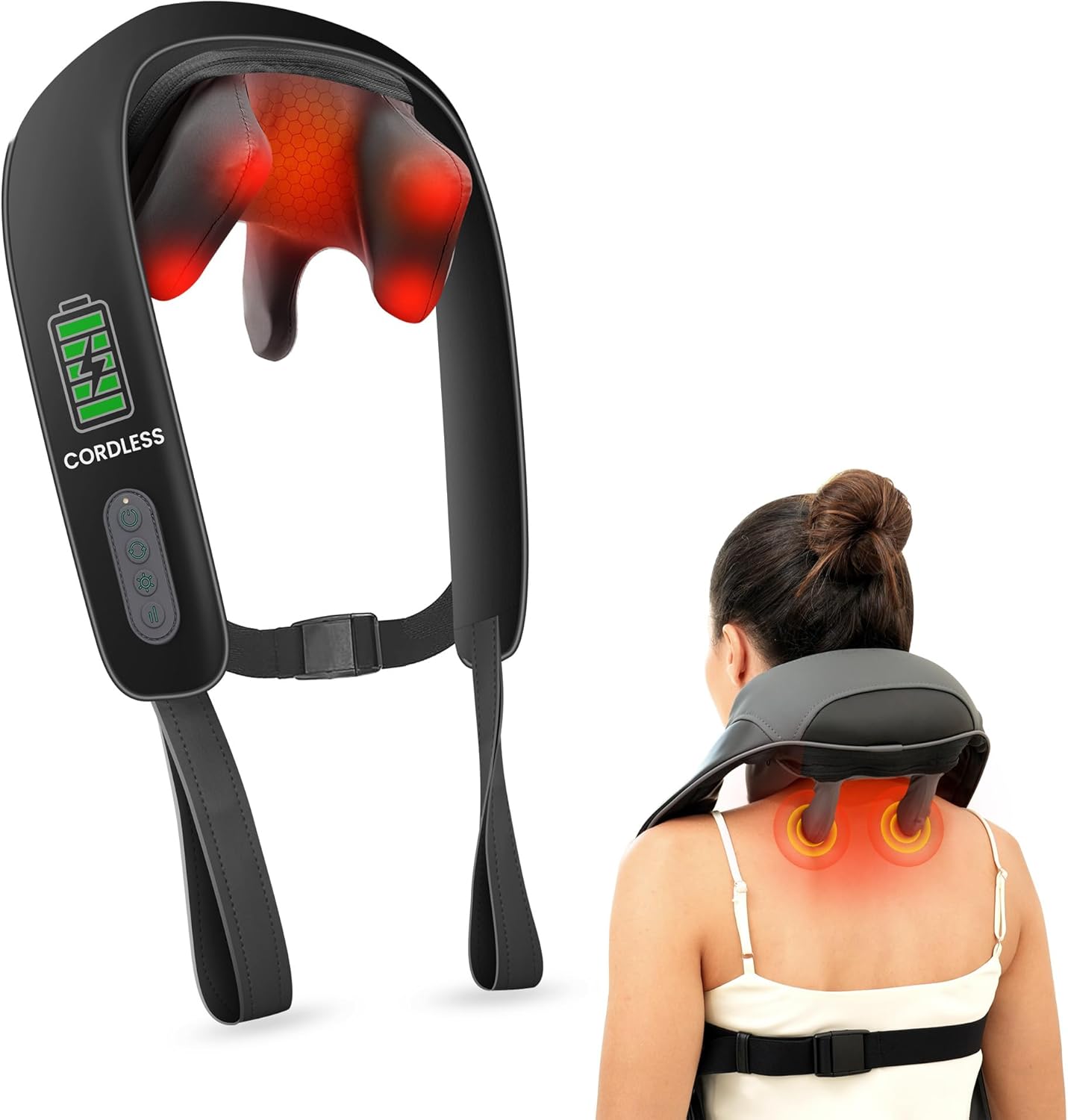 Snailax Neck Massager for Pain Relief with Heat and Cordless Design