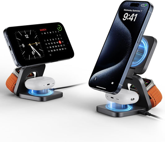 LULULOOK 3-in-1 Wireless Fast Charger Stand