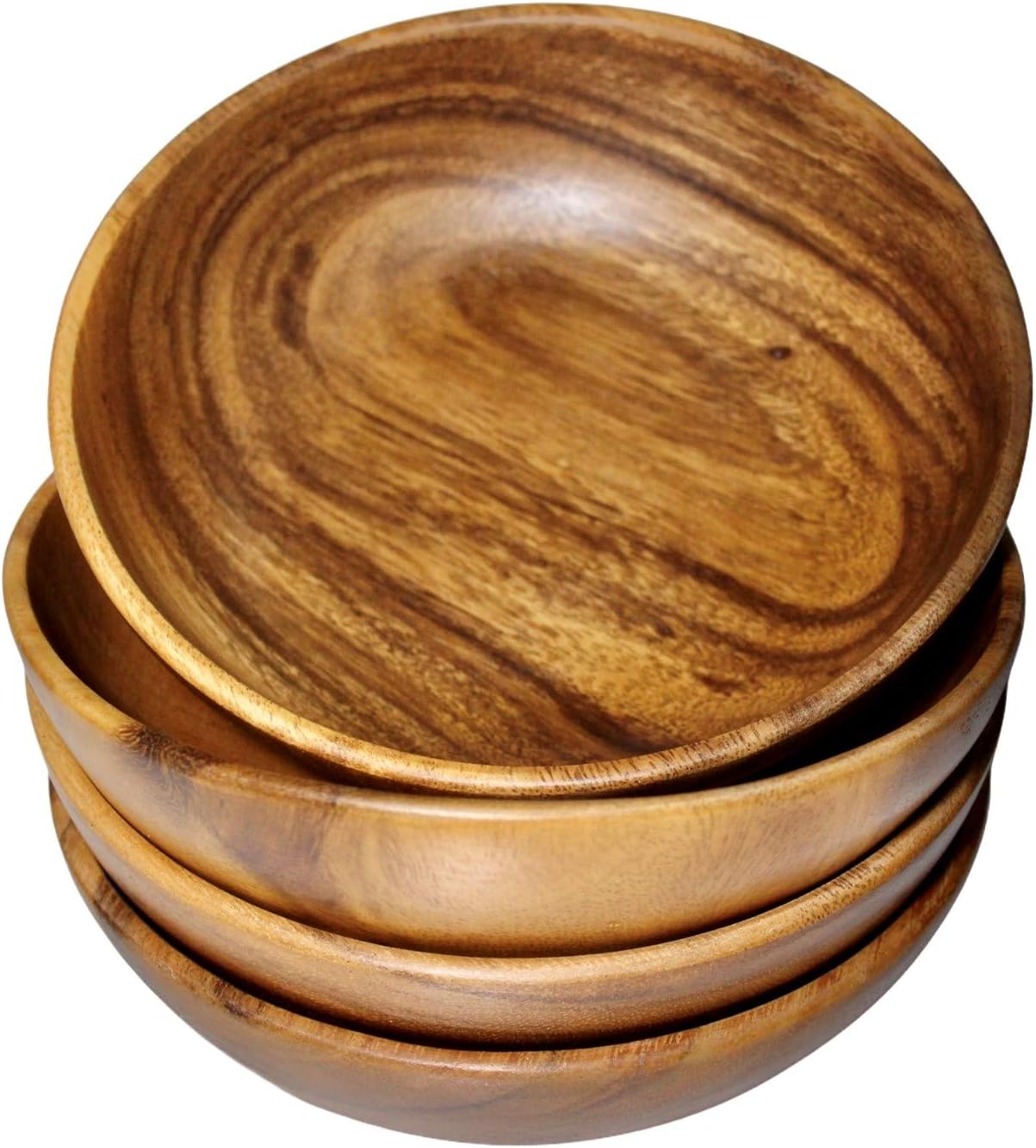 Wooden Salad Bowl Set of 4 for Food, Pasta, and Snacks