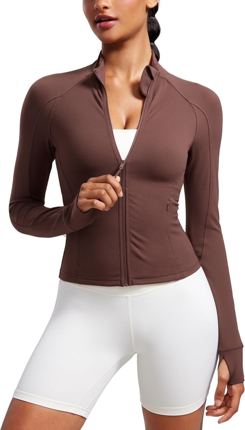 CRZ YOGA Butterluxe Womens Cropped Slim Fit Workout Jacket