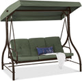 Midnight Green 3-Seat Converting Canopy Swing Glider - 750 lb Capacity