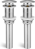 Bathroom Sink Pop Up Drain Without Overflow - Brushed Nickel 2-Pack