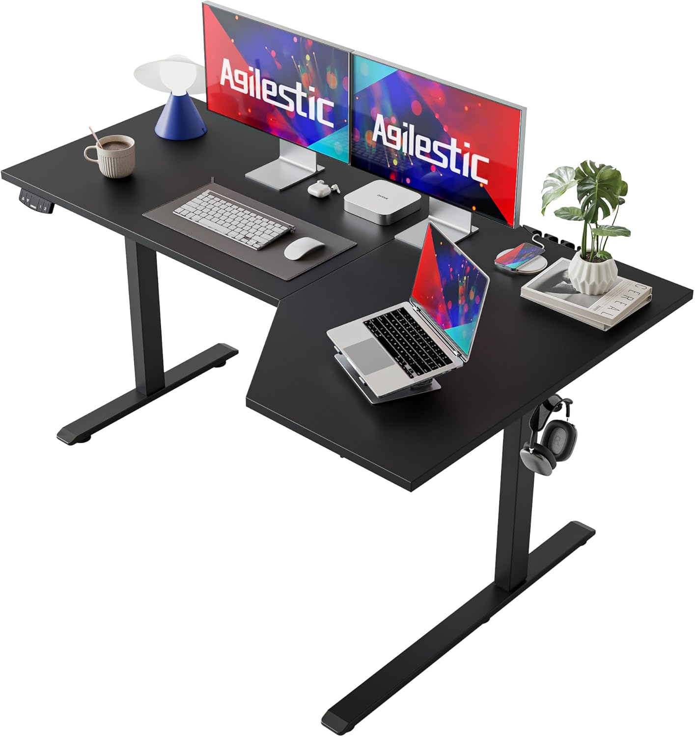 L-Shaped Electric Standing Desk for Ergonomic Home Office Use