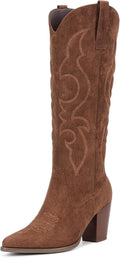 Suede Cowboy Boots for Women Knee High Cowgirl Boots - Comfortable