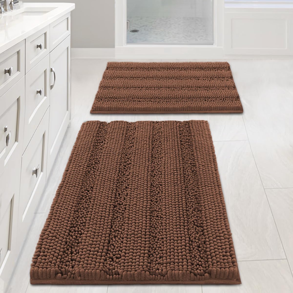 H.VERSAILTEX Extra Thick Chenille Bath Rugs Set for Comfort