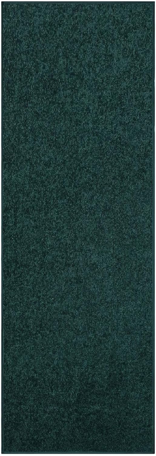 Forest Green Pet Friendly Area Rug Runner for Modern Homes