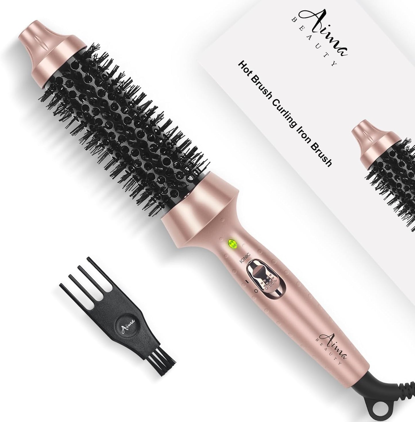 Aima Beauty Heated Round Brush - Shiny Loose Curls