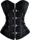 Charmian Womens Gothic Punk Satin Overbust Corset Top - Strong Waist