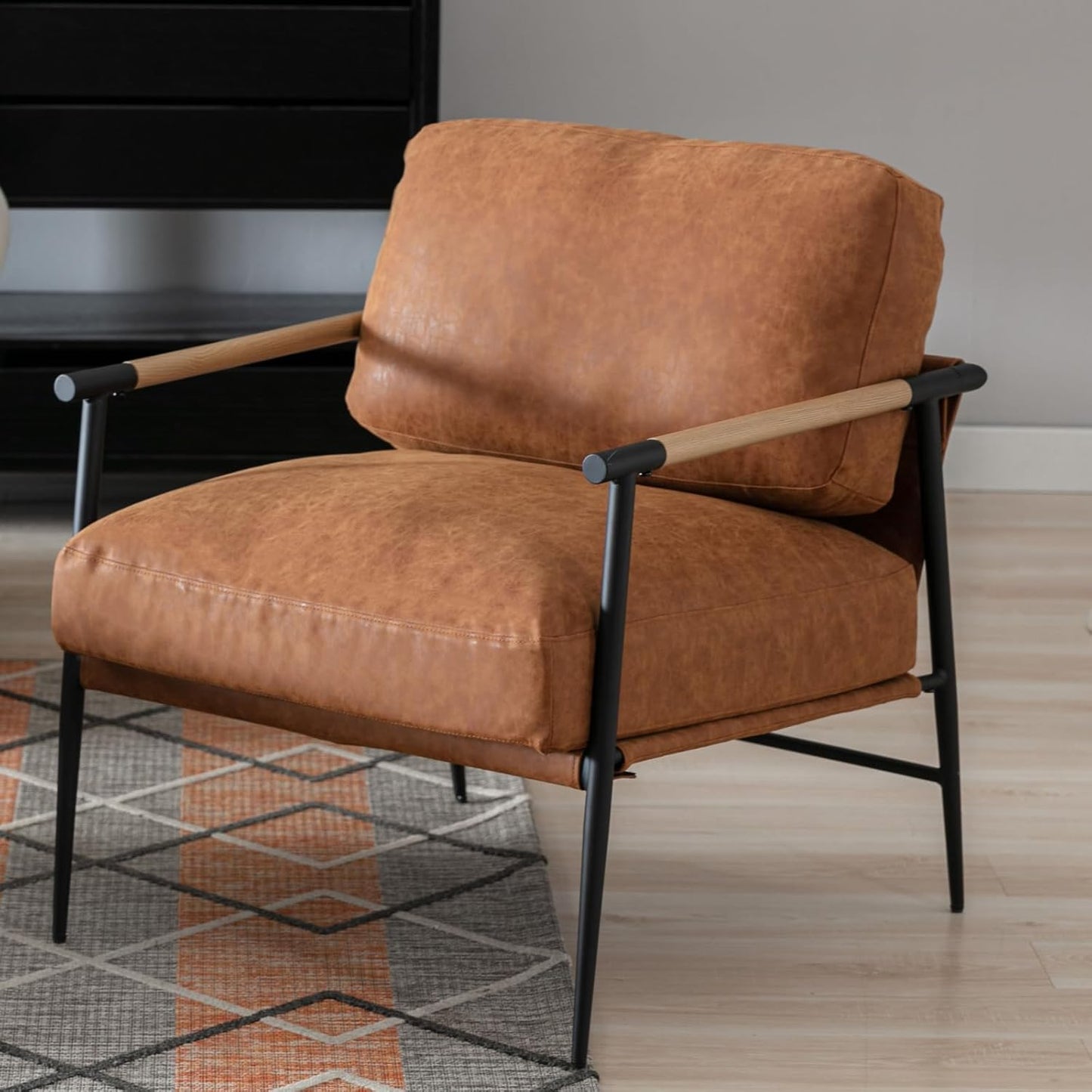 HEAH-YO Modern Brown Accent Chair: Comfy Reading Armchair