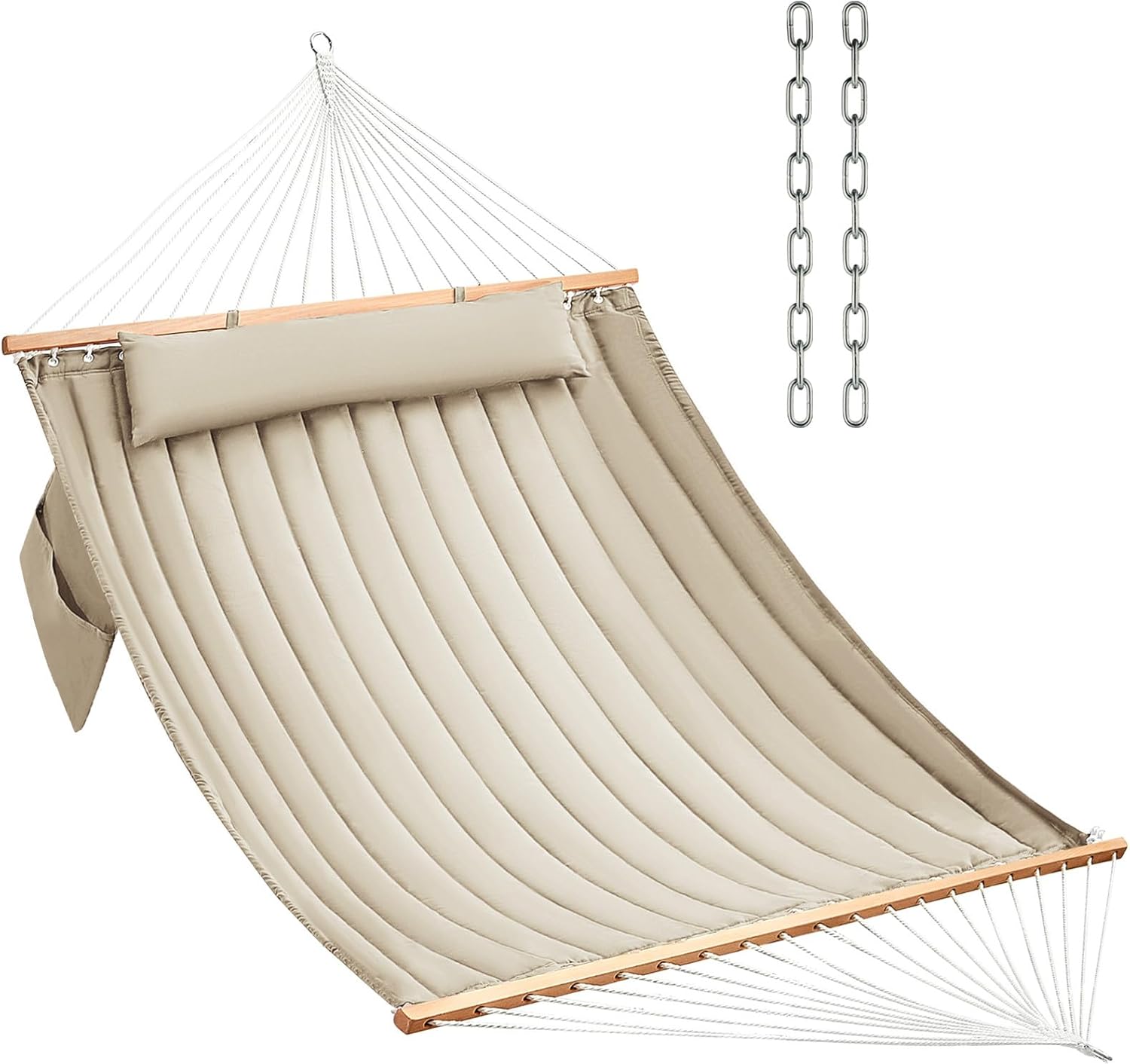 Double Quilted Fabric Hammock for Outdoor Relaxation and Comfort