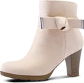 mysoft Women's Booties with Heel Chunky Stacked Zipper Ankle Boots