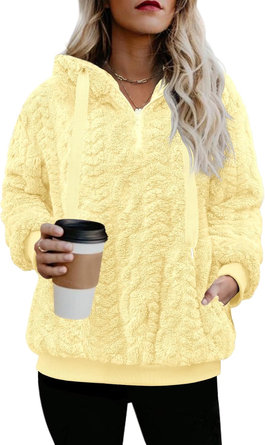 Nirovien Womens Sherpa Pullover Fuzzy Hoodie for Cozy Comfort