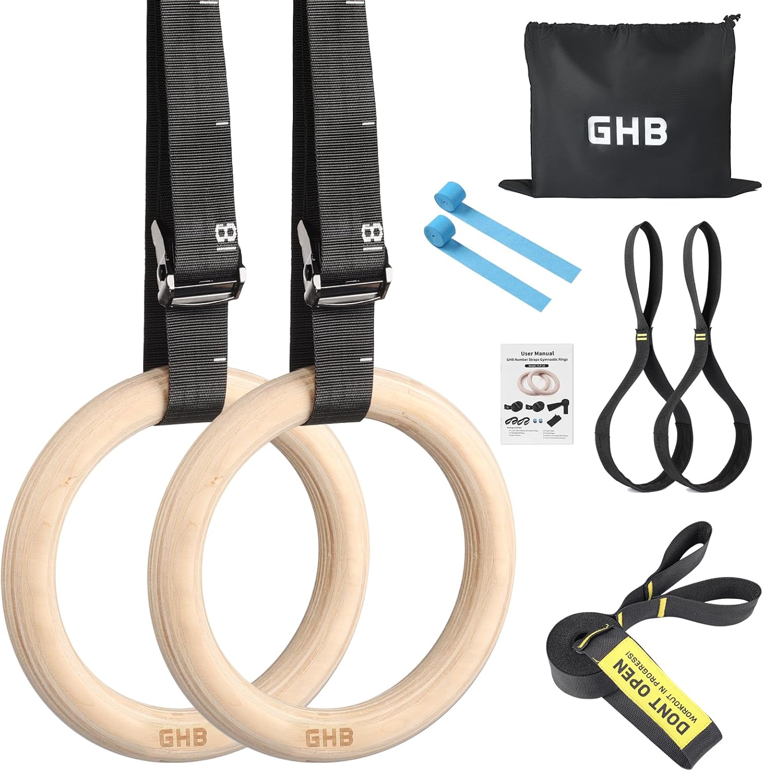 GHB Gymnastic Rings for Bodyweight Fitness Training and Workouts