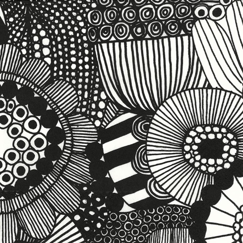 IHR Marimekko Cocktail Napkins 3-Ply, Siirtolapuutarha Black, 20-Pack