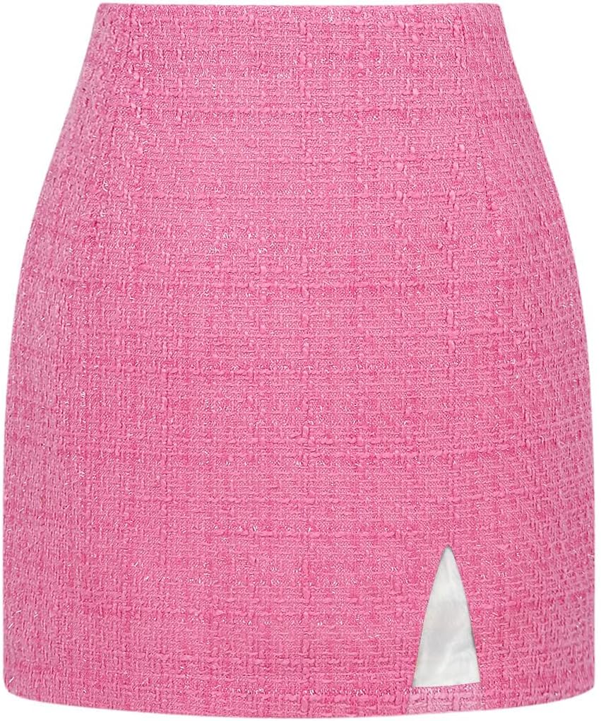 Plaid Mini Skirts for Womens High Waisted Wool Bodycon Style